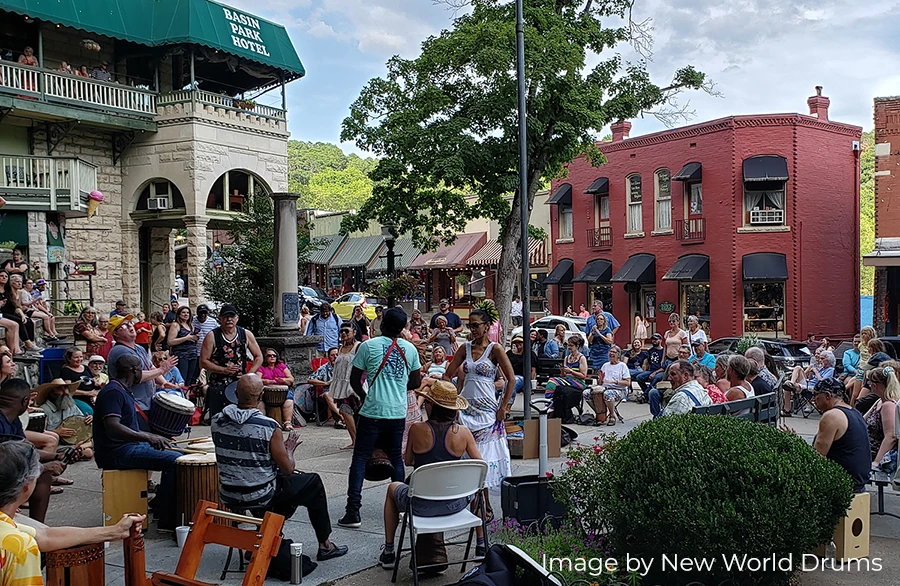 Drumming in Eureka Springs during the Drumming in the Park Event