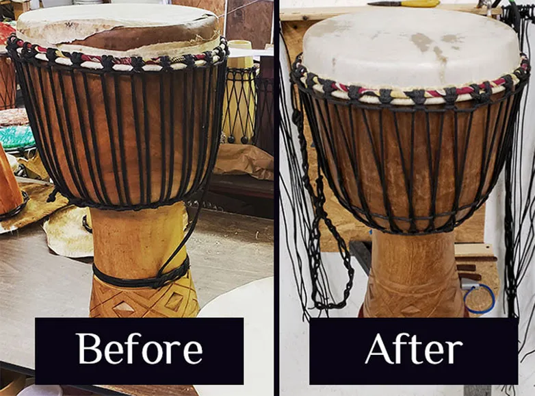 Drum Repair and Reheads at New World Drums in Eureka Springs, AR